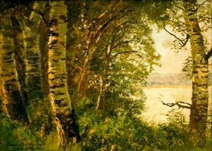 Lakeside View with Trees by Laszlo Mednyanszky